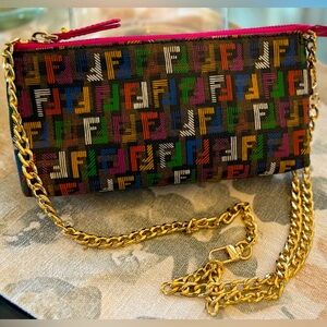 AUTHENTIC PRE-LOVED FENDI MULTI COLOR MONOGRAMMED CANVAS POUCH